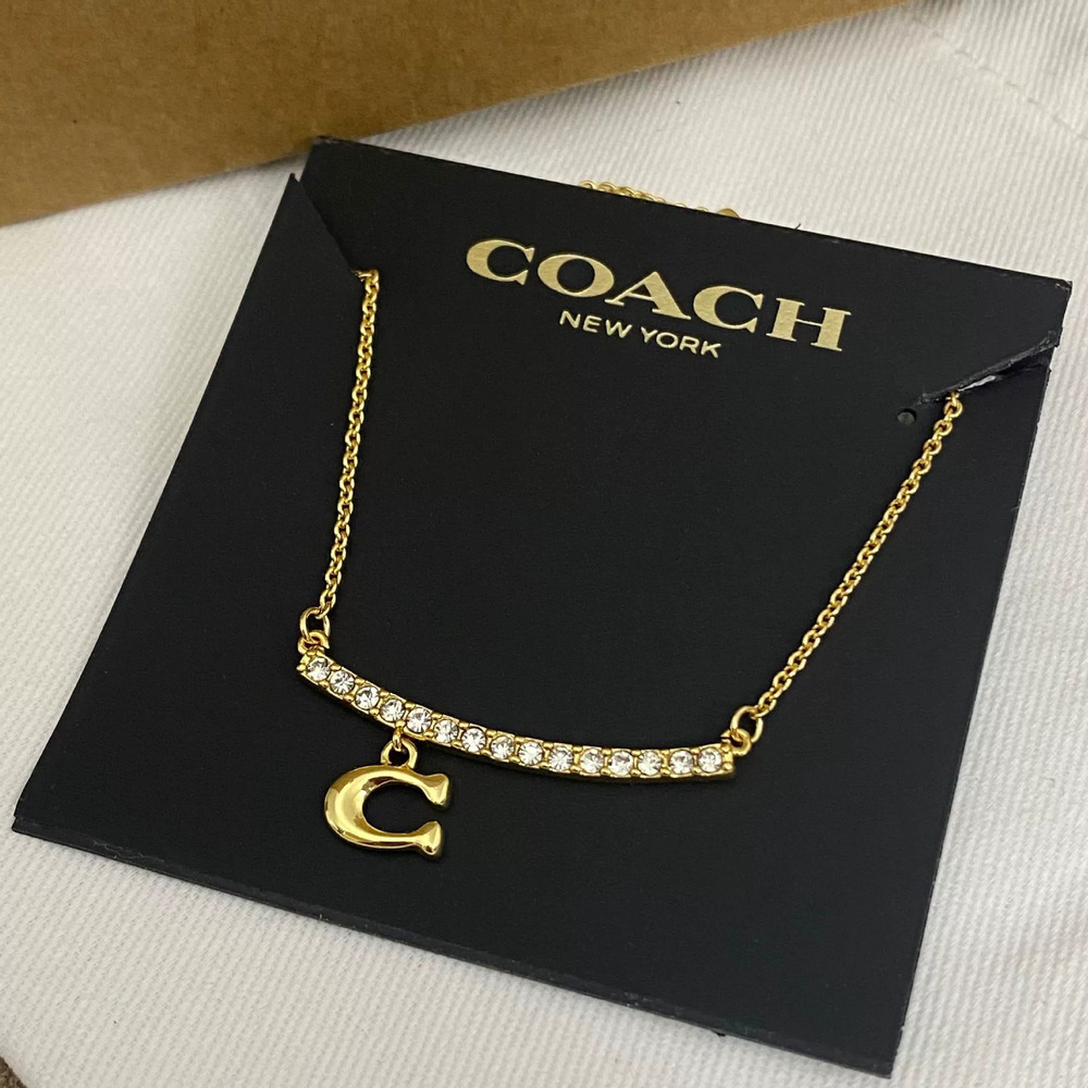 Coach Rhinestone Letter Pendant Necklace - Picture 2 of 6